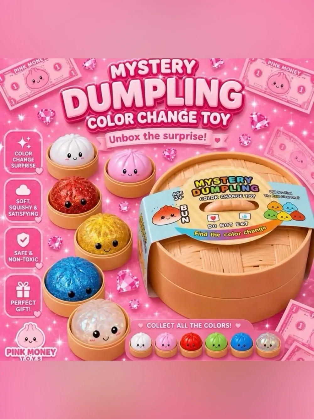 Mystery Dumpling Color Change Toy - Pink